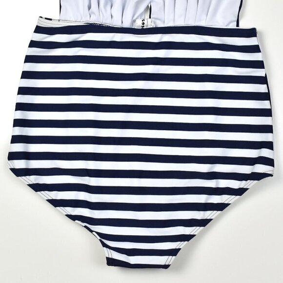 Cocoship Retro One Piece Stripe Swimsuit Large - Picture 3 of 7